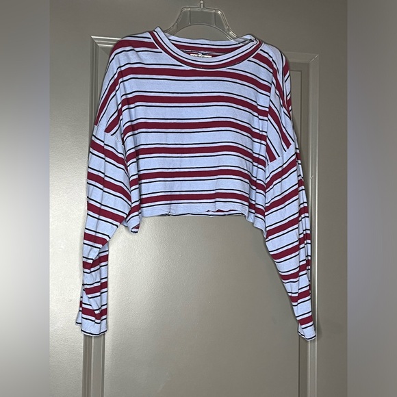 We The Free Tops - We The Free Striped Long Sleeve Crop Shirt Sz L